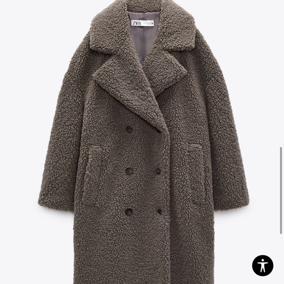 Zara DOUBLE BREASTED FLEECE COAT - Picture 2 of 3